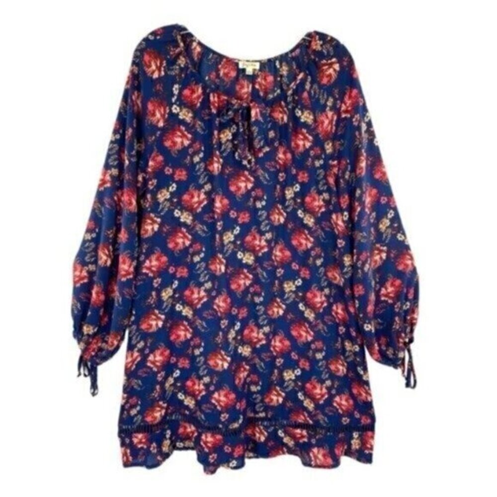 Lily White Floral Peasant Boho Tunic Dress